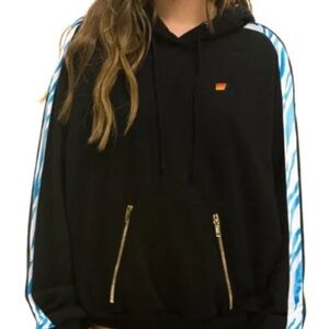 Aviator Nation Ninja Dark Charcoal Hoodie with Blue Accents Size: M *SOLD OUT*